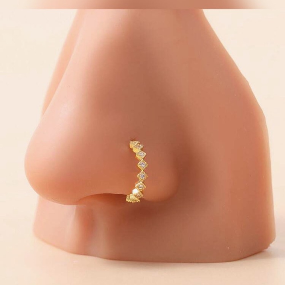 Nose Ring- Cubic Zirconia Nose Cuff/Clip Copper Nose Ring.